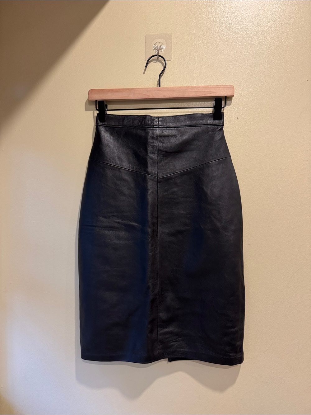 Vintage Forenza Black Genuine Leather Pencil Skirt